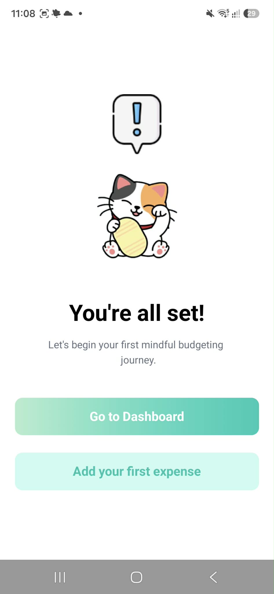 KakeiBuddy onboarding complete screen